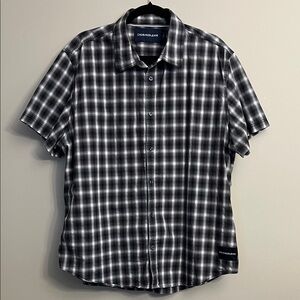 Calvin Klein Men's Gray Checkered Shirt Size XL